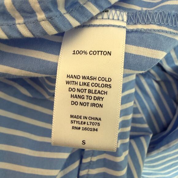 Talulah Blue White Stripe Cotton Pajama Set Button Shirt Shorts Small - Picture 7 of 12